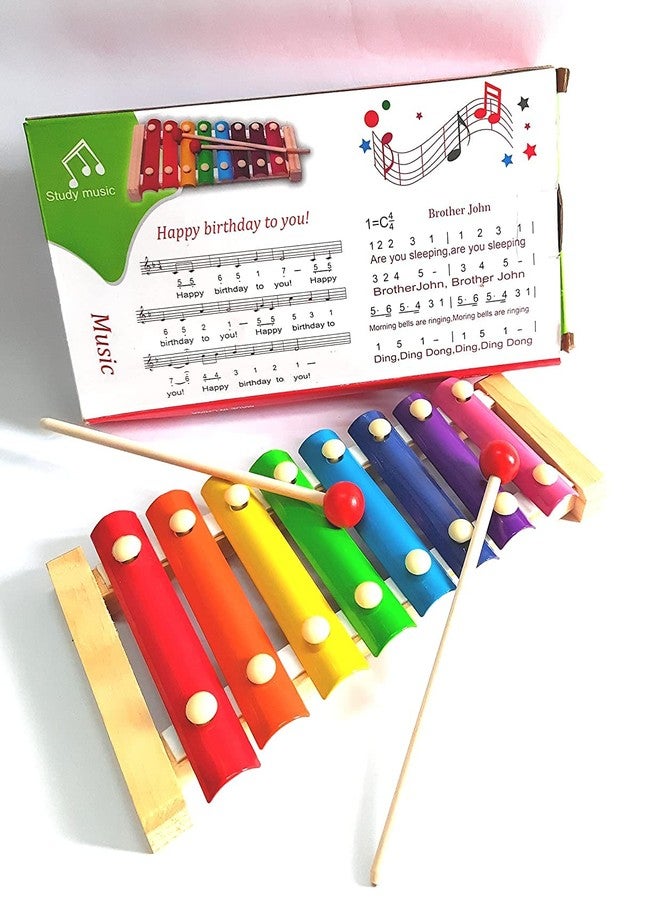 Shopfleet Ecofriendly Wooden Xylophone Kids First Musical Sound Instrument Toys 8 Note (Pack of 1) Multicolor - Image 4